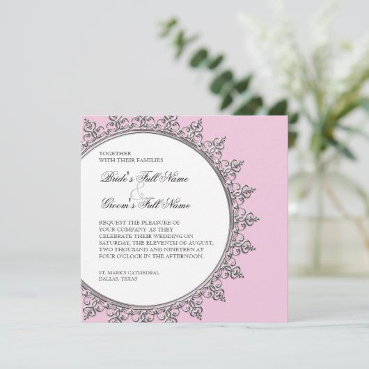 Uitnodiging voor bruiloft - Klassieke Baroque werv (Staand voorkant)