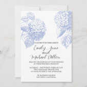 Uitnodiging voor bruiloft met Blue Hydrangea (Voorkant)