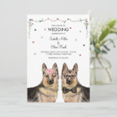 Uitnodiging voor bruiloft met Duitse herder (Staand voorkant)