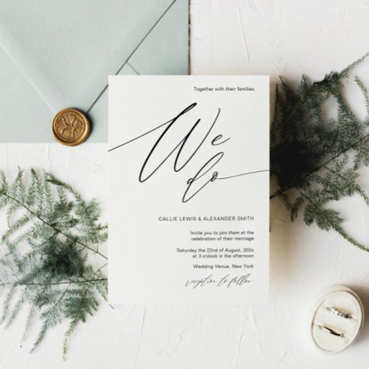 Uitnodiging voor bruiloft met Elegant Kalligrafie 