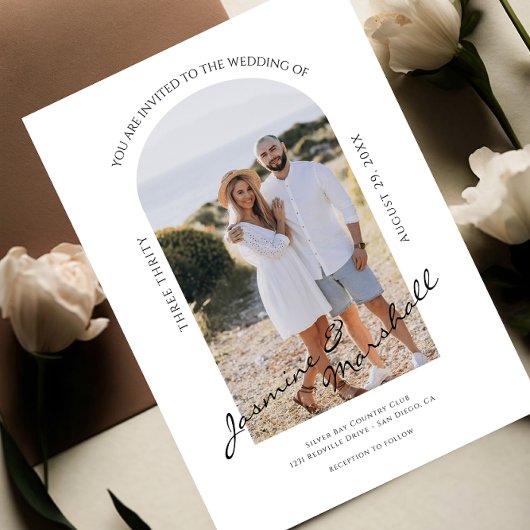 Uitnodiging voor bruiloft met fotosjabloon | bewer