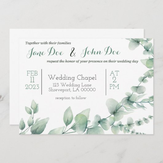 Uitnodiging voor bruiloft met Griekenland (Voorkant / Achterkant)