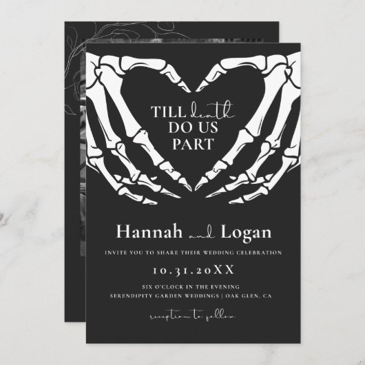 Uitnodiging voor bruiloft met halloween, Gothic We (Voorkant / Achterkant)