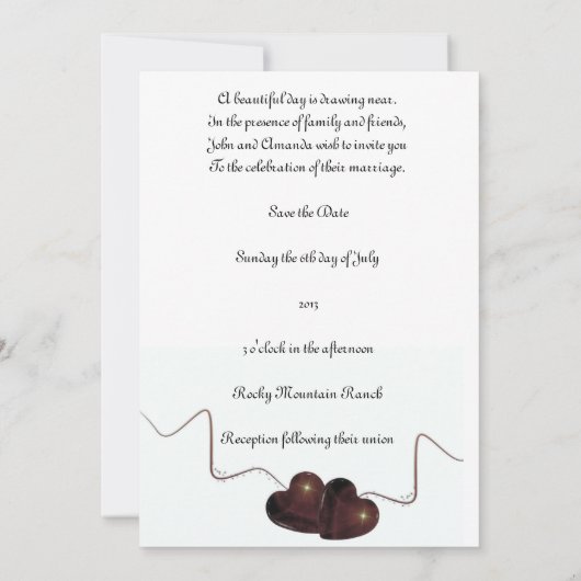 Uitnodiging voor bruiloft met handen (Achterkant)