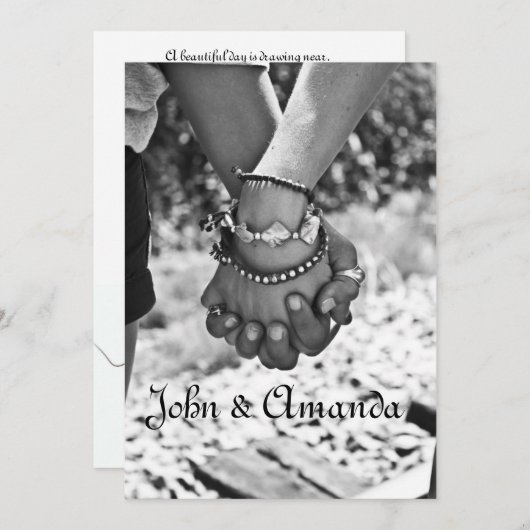 Uitnodiging voor bruiloft met handen (Voorkant / Achterkant)