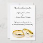 Uitnodiging voor bruiloft met huwelijksringen aang (Voorkant)