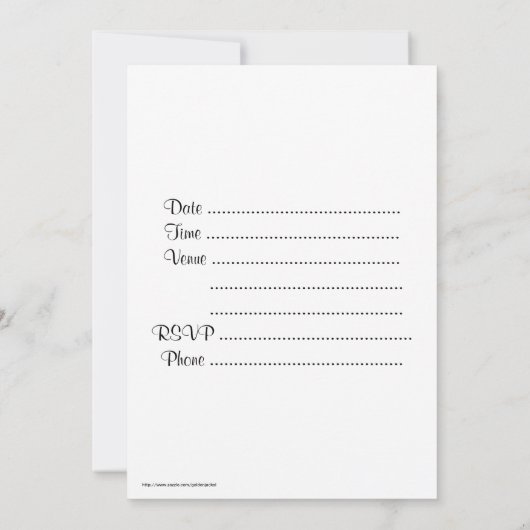 Uitnodiging voor bruiloft met huwelijksringen aang (Achterkant)