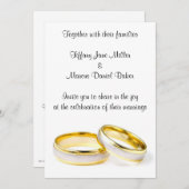 Uitnodiging voor bruiloft met huwelijksringen aang (Voorkant / Achterkant)