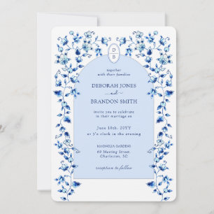 Uitnodiging voor bruiloft met Monogrammed Arch Del