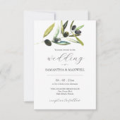 Uitnodiging voor bruiloft met QR Code Botanische O (Voorkant)