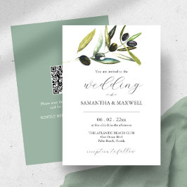 Uitnodiging voor bruiloft met QR Code Botanische O