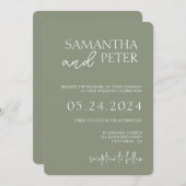 Uitnodiging voor bruiloft met QR-code, minimale br (Voorkant / Achterkant)