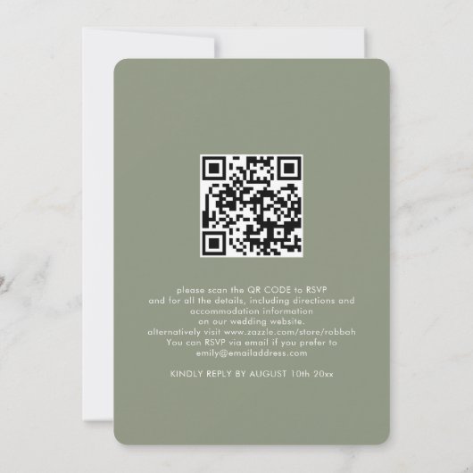Uitnodiging voor bruiloft met QR-code, minimale br (Achterkant)