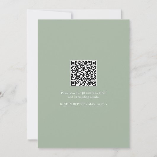 Uitnodiging voor bruiloft met QR Code Unique Flora (Achterkant)