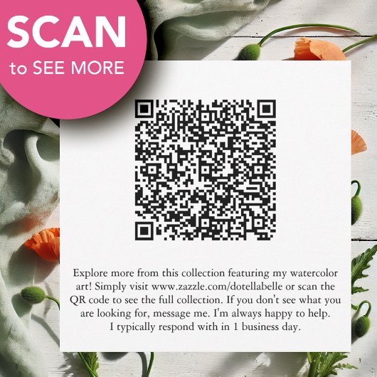 Uitnodiging voor bruiloft met QR Code Unique Flora
