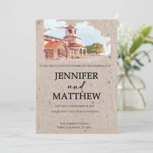 Uitnodiging voor bruiloft met Waterverf finetuning (Staand voorkant)