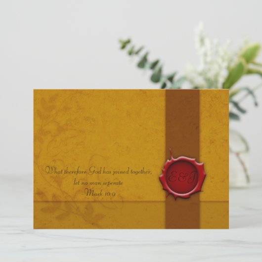 Uitnodiging voor bruiloft met zegel (Staand voorkant)