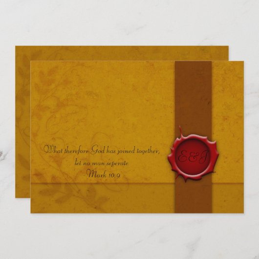 Uitnodiging voor bruiloft met zegel (Voorkant / Achterkant)