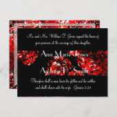 Uitnodiging voor bruiloft met zwart met rode bladb (Voorkant / Achterkant)