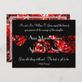 Uitnodiging voor bruiloft met zwart met rode bladb (Voorkant / Achterkant)
