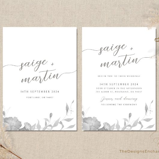 Uitnodiging voor bruiloft Minimalist Boho Floral n