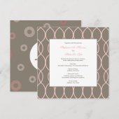 Uitnodiging voor bruiloft - Monogram roze en bruin (Voorkant / Achterkant)