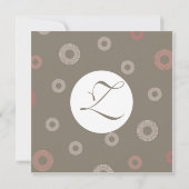 Uitnodiging voor bruiloft - Monogram roze en bruin (Achterkant)