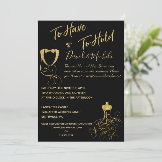 Uitnodiging voor bruiloft na het huwelijk (Staand voorkant)