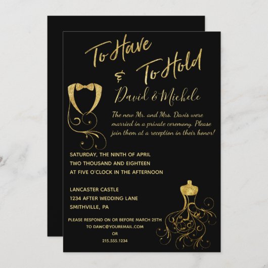 Uitnodiging voor bruiloft na het huwelijk (Voorkant / Achterkant)