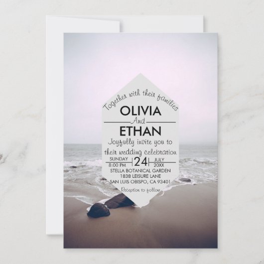 Uitnodiging voor bruiloft op het strand van Seasca (Voorkant)