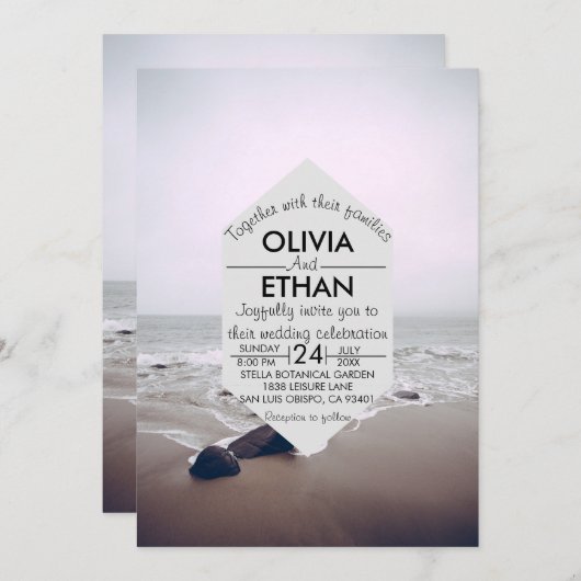 Uitnodiging voor bruiloft op het strand van Seasca (Voorkant / Achterkant)