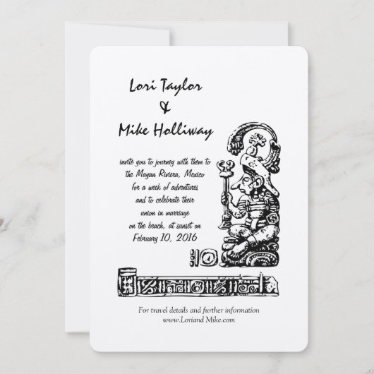 Uitnodiging voor bruiloft op touringcar-strand (Voorkant)