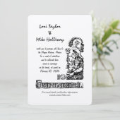 Uitnodiging voor bruiloft op touringcar-strand (Staand voorkant)