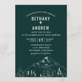 Uitnodiging voor bruiloft over mountainRange