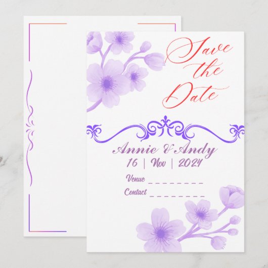 Uitnodiging voor bruiloft - Perfecte belofte (Voorkant / Achterkant)