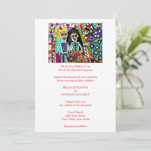 Uitnodiging voor bruiloft (rechthoek) - Dag van de (Staand voorkant)