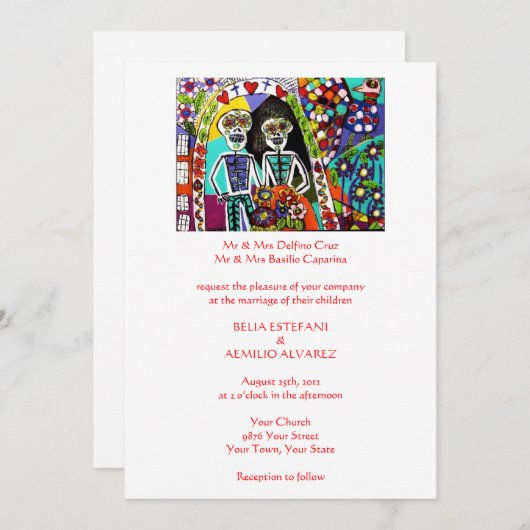 Uitnodiging voor bruiloft (rechthoek) - Dag van de (Voorkant / Achterkant)