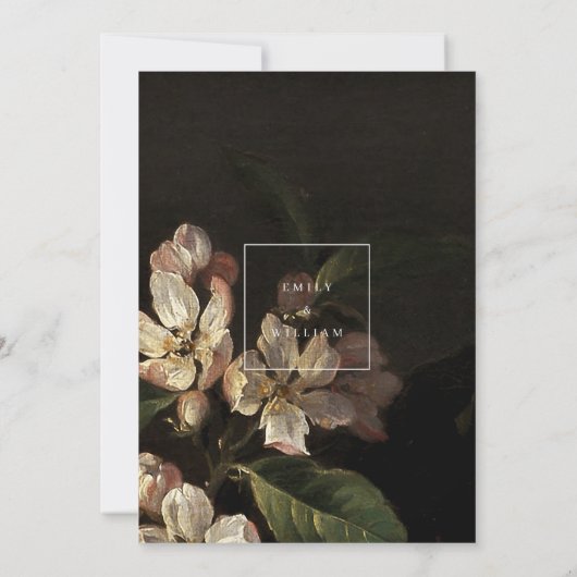 Uitnodiging voor bruiloft Romantic Moody Dark Flor (Achterkant)