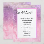 Uitnodiging voor bruiloft - Roze Waterverf (Voorkant / Achterkant)