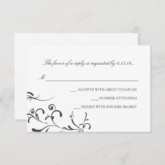 Uitnodiging voor bruiloft - RSVP | Floral Grace |w (Voorkant / Achterkant)