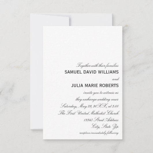 Uitnodiging voor bruiloft Simple Elegance 3x5 (Voorkant)