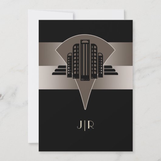 Uitnodiging voor bruiloft tussen Black en Bronze A (Achterkant)