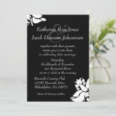 Uitnodiging voor bruiloft tussen zwart en wit (Staand voorkant)