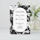 Uitnodiging voor bruiloft tussen zwart en wit (Staand voorkant)