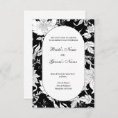 Uitnodiging voor bruiloft tussen zwart en wit (Voorkant / Achterkant)