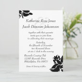 Uitnodiging voor bruiloft tussen zwart en wit (Staand voorkant)