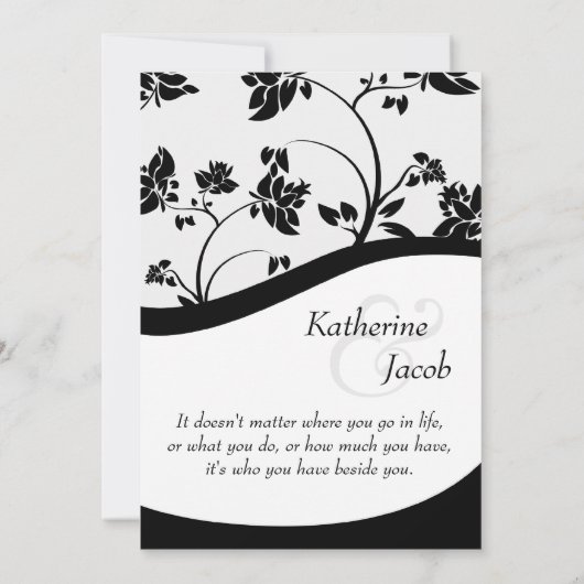 Uitnodiging voor bruiloft tussen zwart en wit (Achterkant)