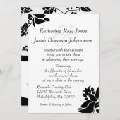 Uitnodiging voor bruiloft tussen zwart en wit (Voorkant / Achterkant)