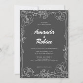 Uitnodiging voor bruiloft tussen zwart en wit (Voorkant)