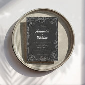 Uitnodiging voor bruiloft tussen zwart en wit